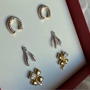 JTV White Diamond Accent 14k Yellow Gold Rhodium Over Brass Earrings